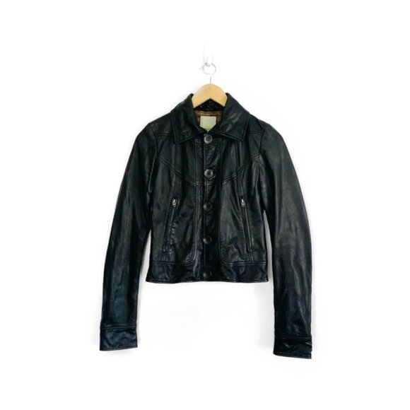 Diesel Cropped Leather Jacket - Picture 1 of 13